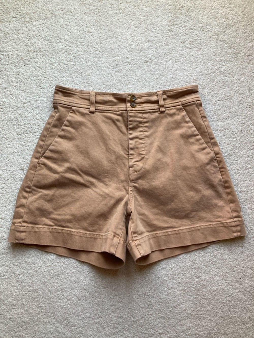Everlane the way high twill shorts in tan